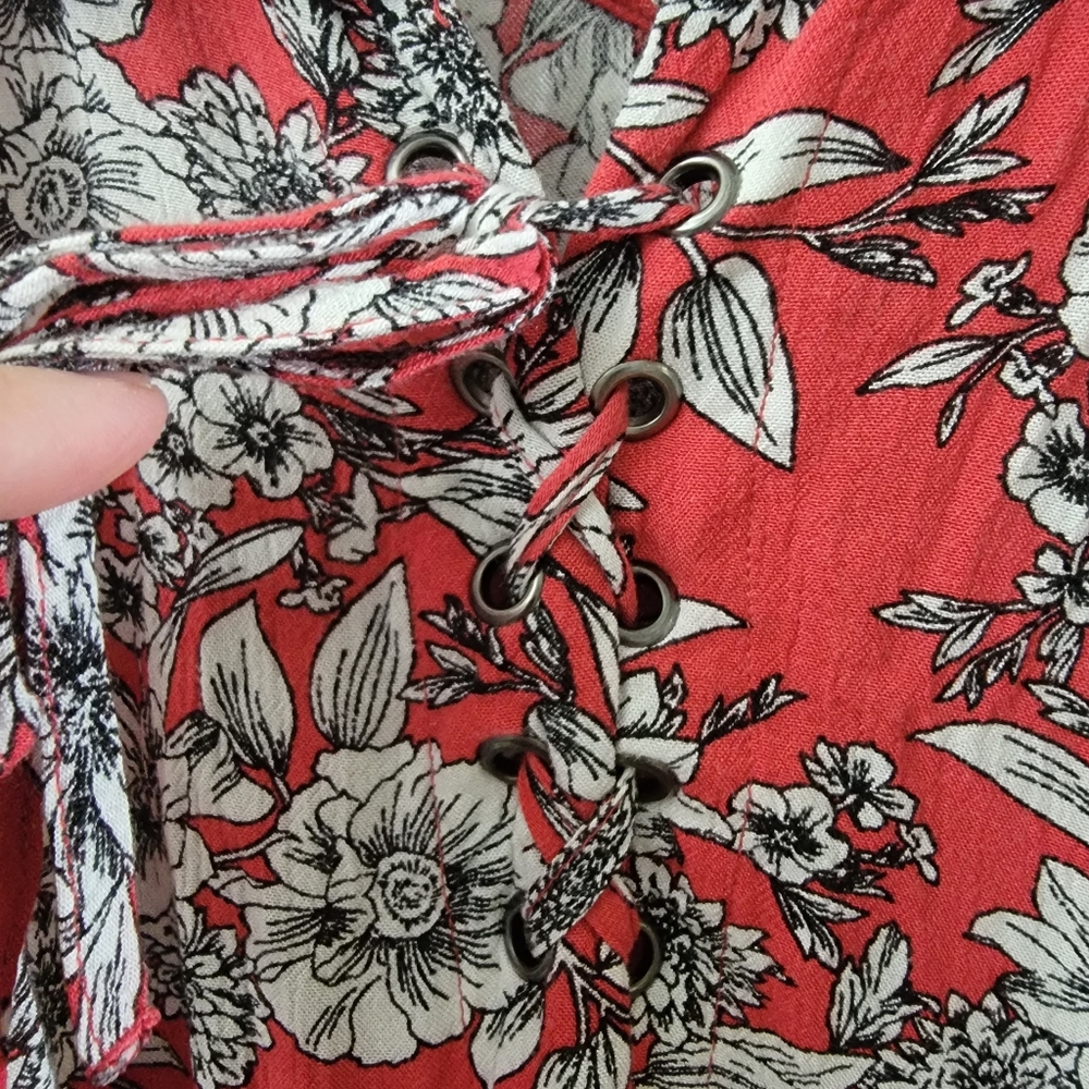 American Eagle red floral sleeveless dress size small - Picture 5 of 6